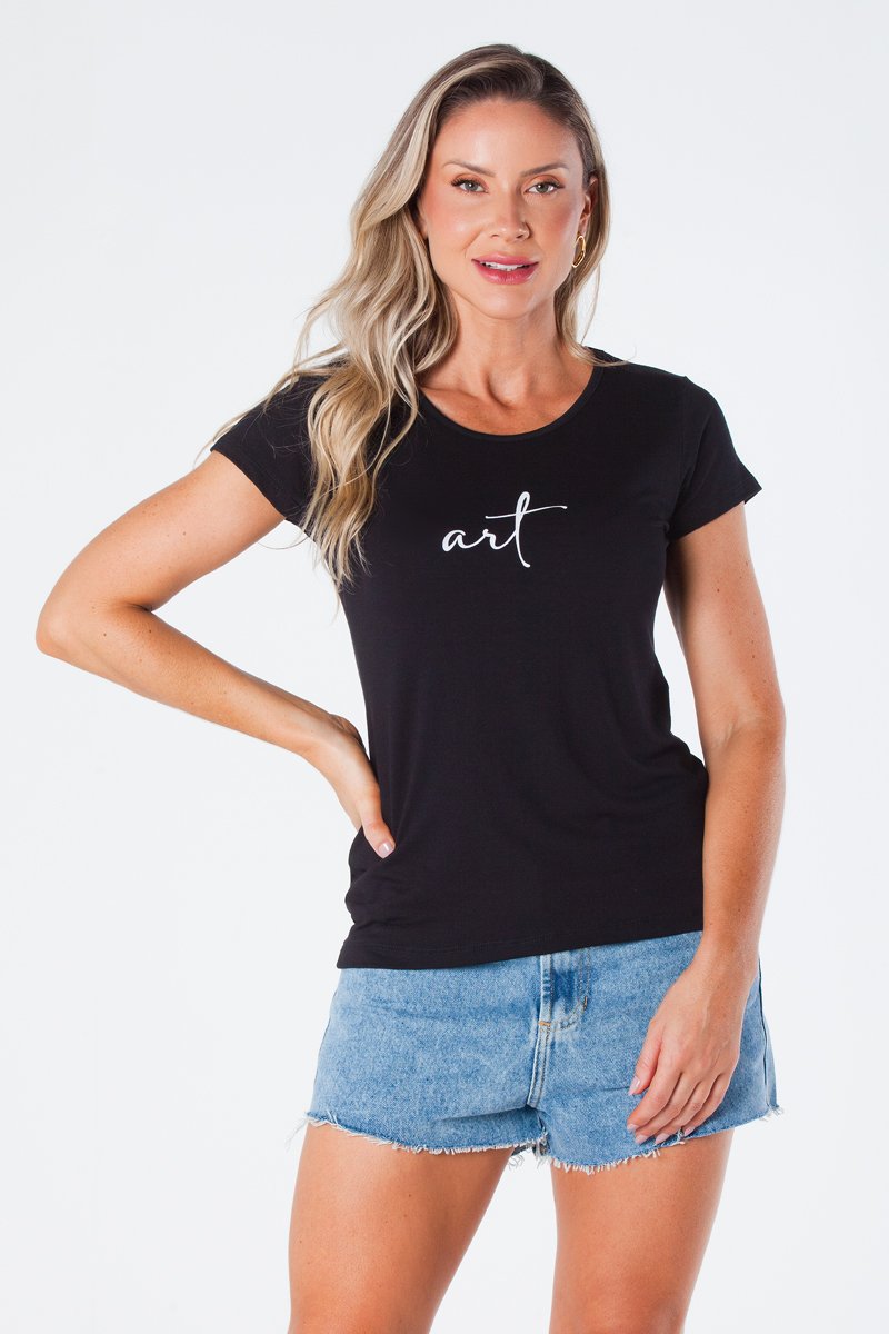 02 t shirt baby look estampa art viscolycra preta