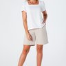 Blusa Decote Quadrado e Manga Franzida Crepe Cloé Off White