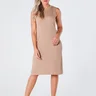 Vestido Midi Canelado sem Manga Bege Roberta