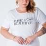 T-Shirt Baby Look Plus Size Estampa Basic and Beautiful Viscolycra Branca