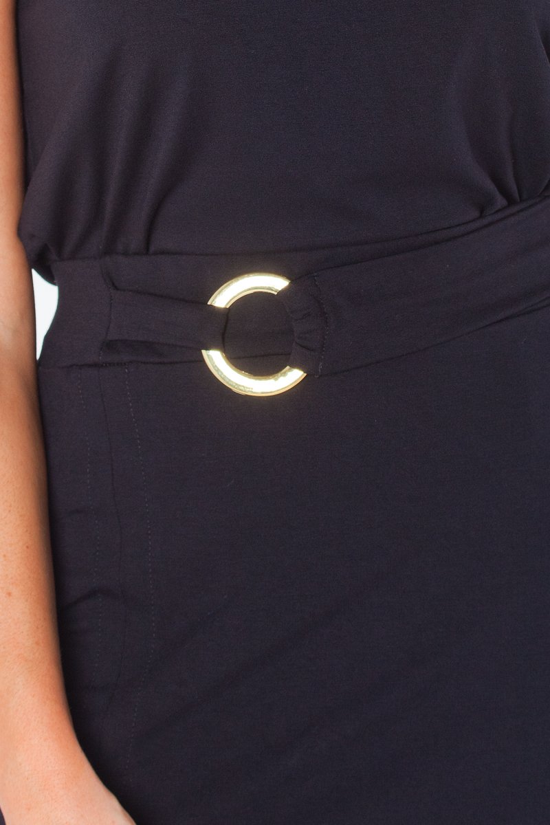 10 saia midi com fenda frontal cintura com elastico e cinto decorativo preto milena