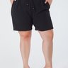 Shorts Plus Size Bolso Faca Elástico Traseiro Cordão de Amarração Frontal Preto Anna