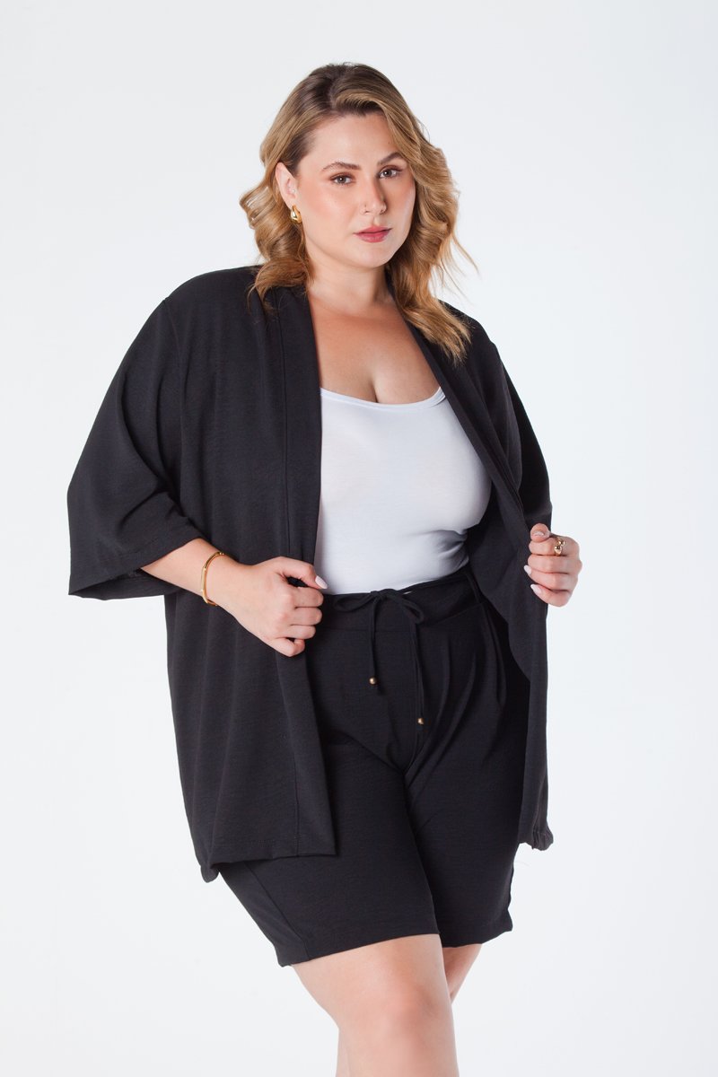 14 kimono plus size barra reta manga 3 4 crepe pink aline