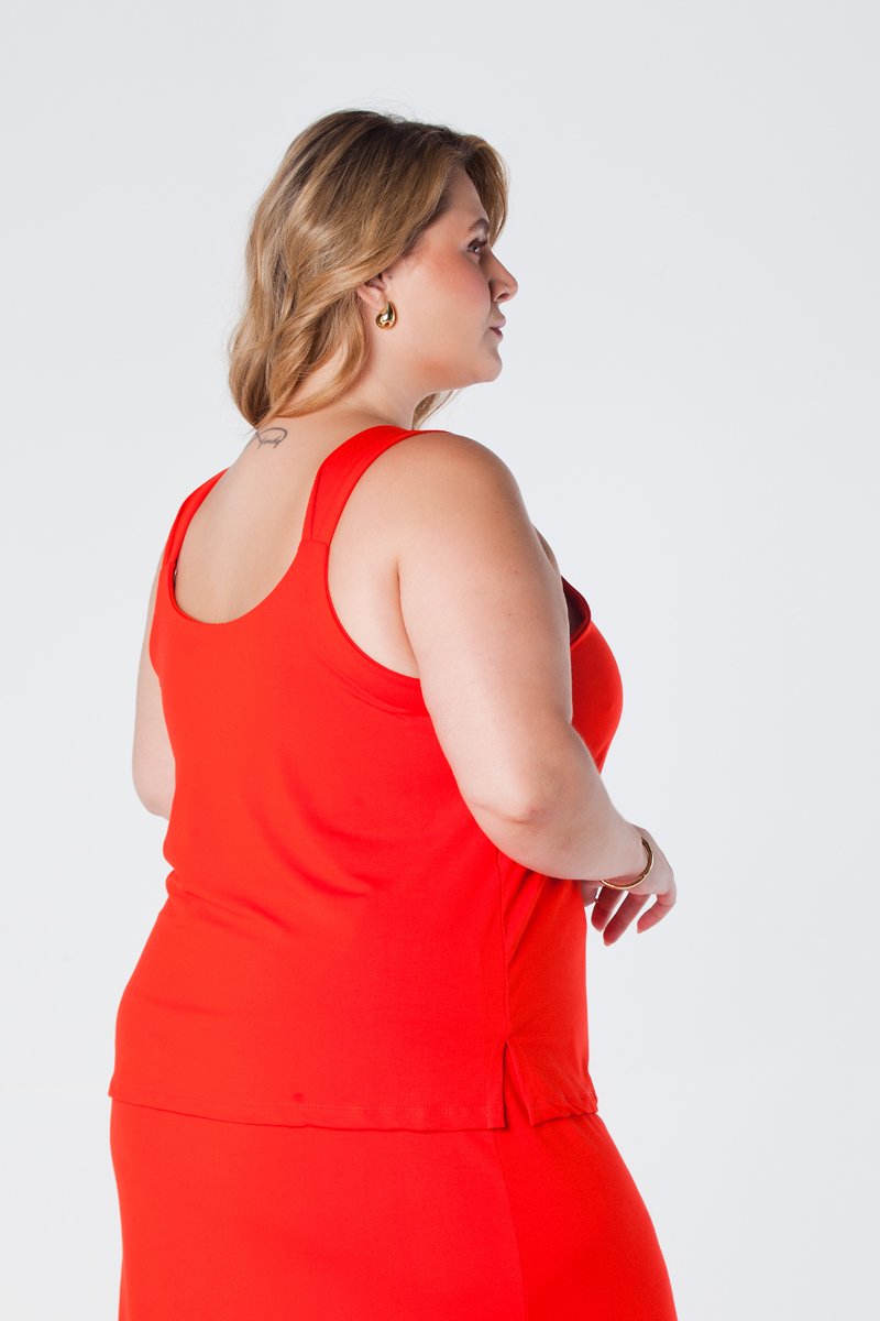 02 saia midi com fenda frontal cintura com elastico e cinto decorativo vermelho milena