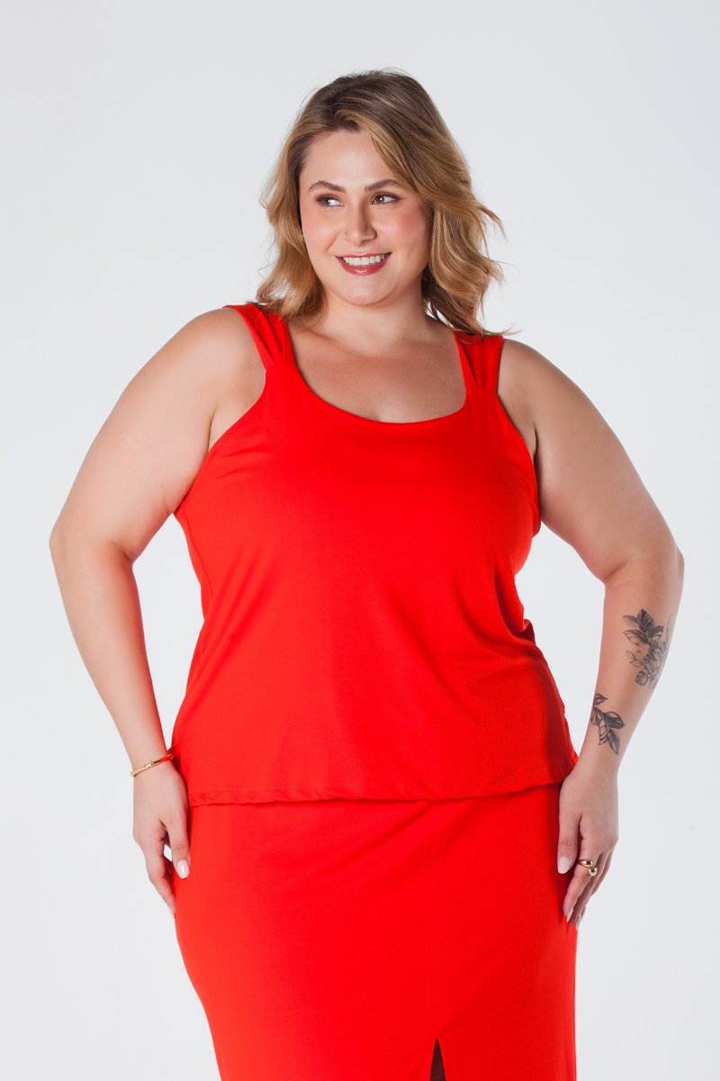 04 saia midi com fenda frontal cintura com elastico e cinto decorativo vermelho milena