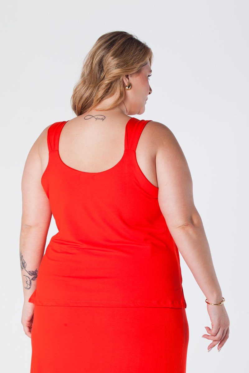 05 saia midi com fenda frontal cintura com elastico e cinto decorativo vermelho milena