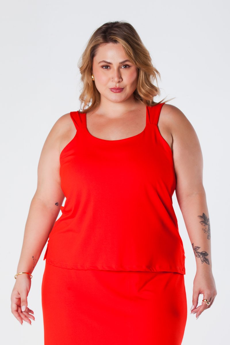 07 saia midi com fenda frontal cintura com elastico e cinto decorativo vermelho milena