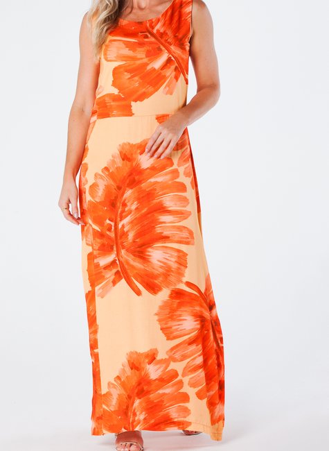 02 vestido longo sem manga com fendas laterais e estampa digital viscose acetinada miranda