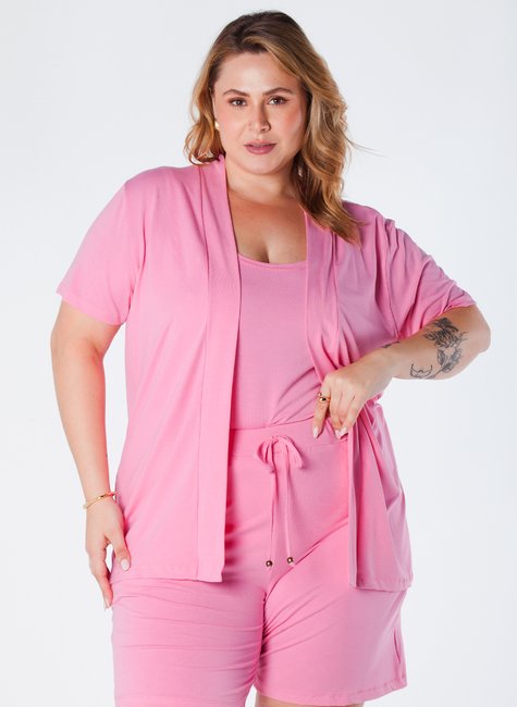 05 shorts plus size com elastico na cintura e cordao frontal decorativo bolso faca rosa meire