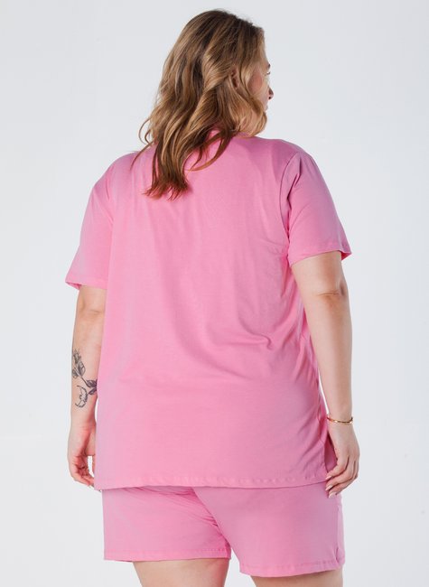 08 shorts plus size com elastico na cintura e cordao frontal decorativo bolso faca rosa meire