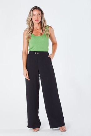 05 calca pantalona com bolso faca e elastico traseiro na cintura e botoes decorativos preta ruana