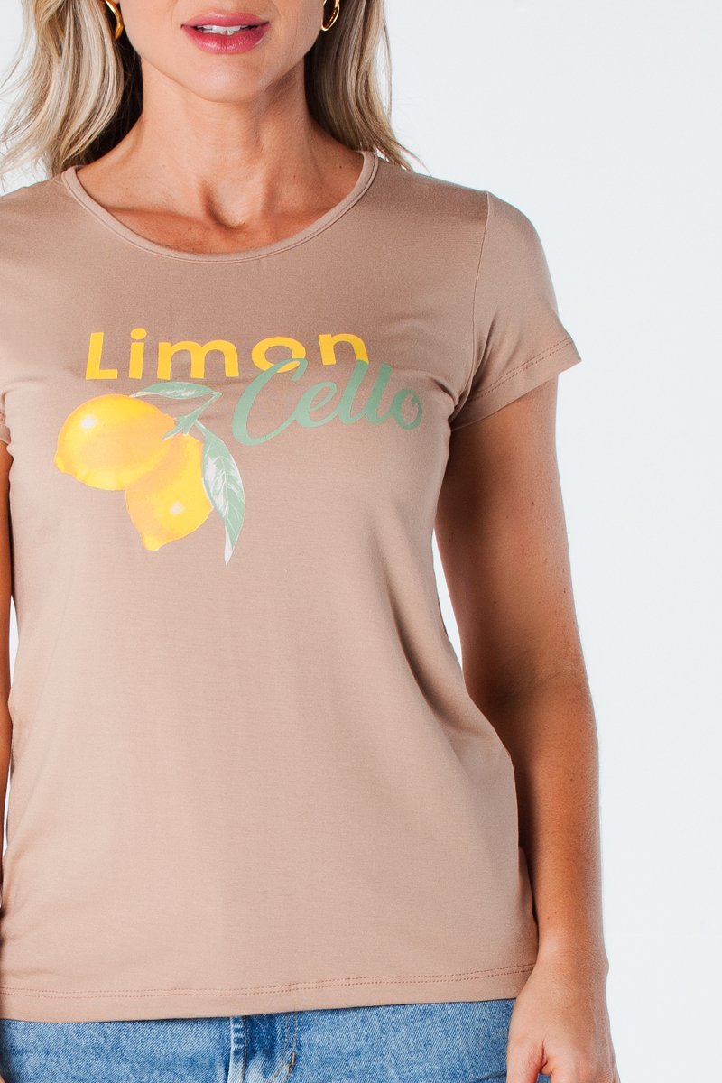 11 t shirt baby look estampa limoncello viscolycra bege