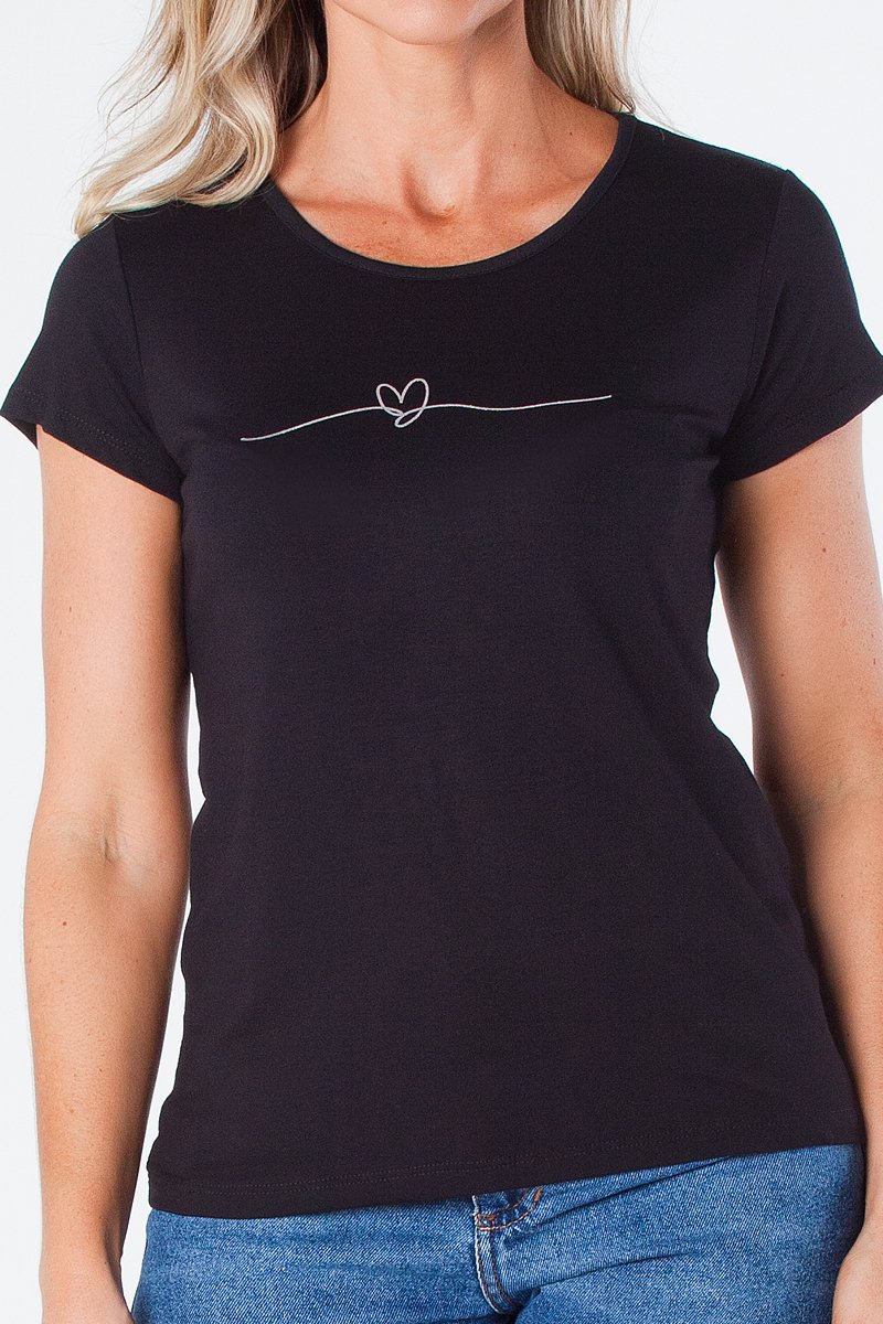 12 t shirt baby look estampa amore com aplique de flor viscolycra bege