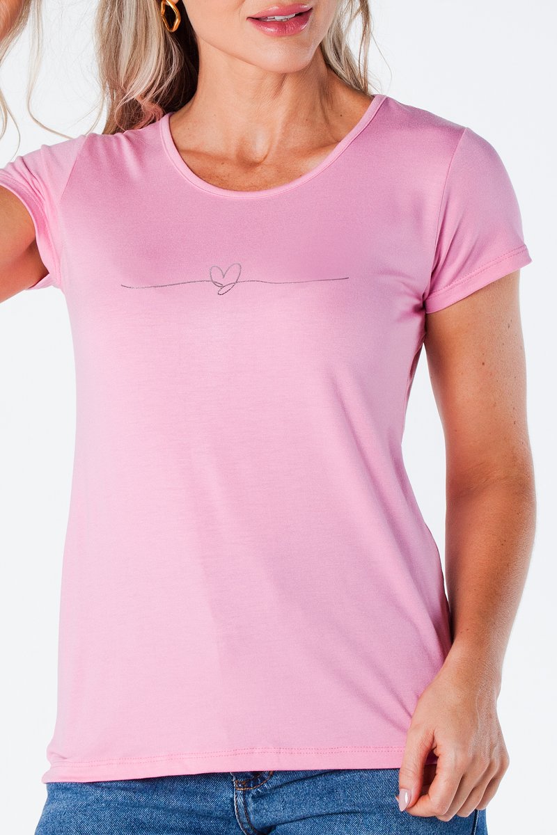 17 t shirt baby look estampa amore com aplique de flor viscolycra bege