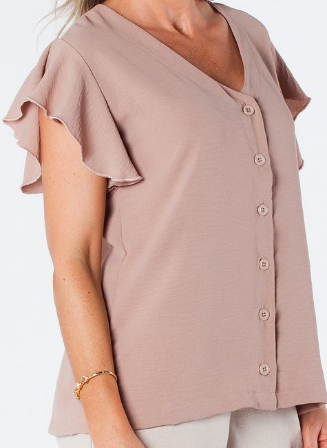 07 blusa com botoes funcionais e manga de babado crepe bege
