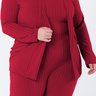 Twin Set Plus Size Canelado 2 Peças - Cardigan e T-shirt - Bordô Leila