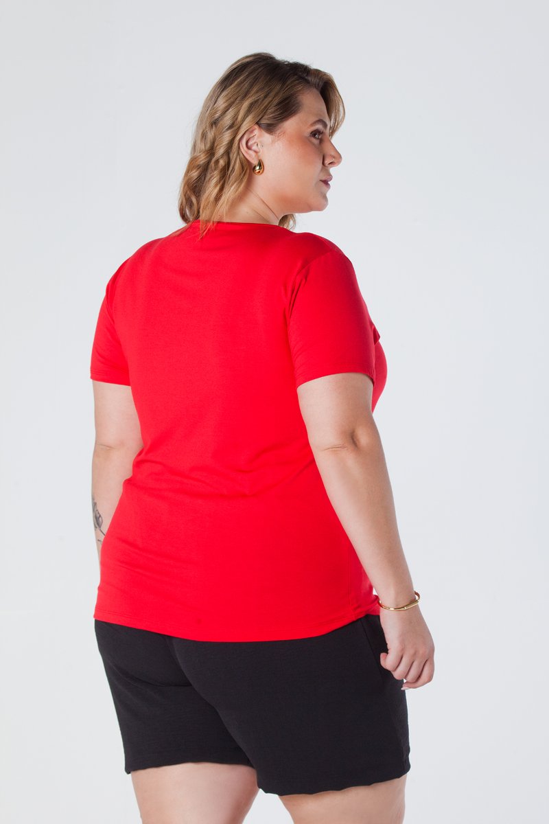 T-Shirt Baby Look Plus Size Estampa Basic and Beautiful Viscolycra