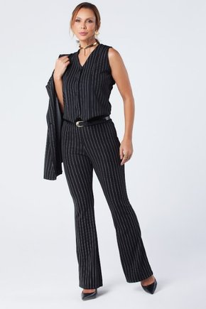 03 colete risca de giz com botoes funcionais poliester preto zana