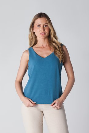 04 regata em crepe decote v azul acero liz