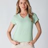 Blusa em Crepe Decote V Verde Claro Nina