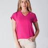 Blusa em Crepe Decote V Pink Nina