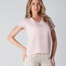 Blusa em Crepe Decote V Rosa Bebê Nina