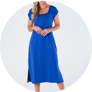 07 vestido midi reto gola quadrada ombro franzido e fendas laterais vermelho livia