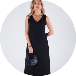 02 vestido longo sem mangas decote v forrado preto stella