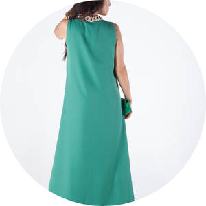 04 vestido longo sem mangas decote v forrado ocre stella