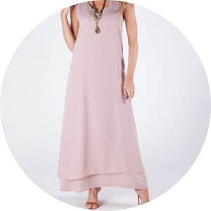 10 vestido longo sem mangas decote v forrado ocre stella