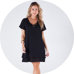 32 vestido curto com manga forrado preto vitta