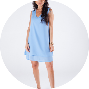 06 vestido curto sem mangas decote v forrado azul fresh luce