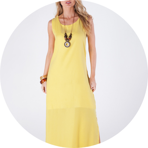 05 vestido longo sem mangas fendas laterais abertura nas costas com botao azul livy